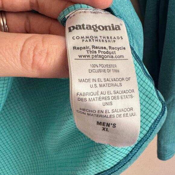 Patagonia Men's Capilene Midweight Zip Neck Baselayer Size Extra Large Teal Blue - Picture 4 of 7